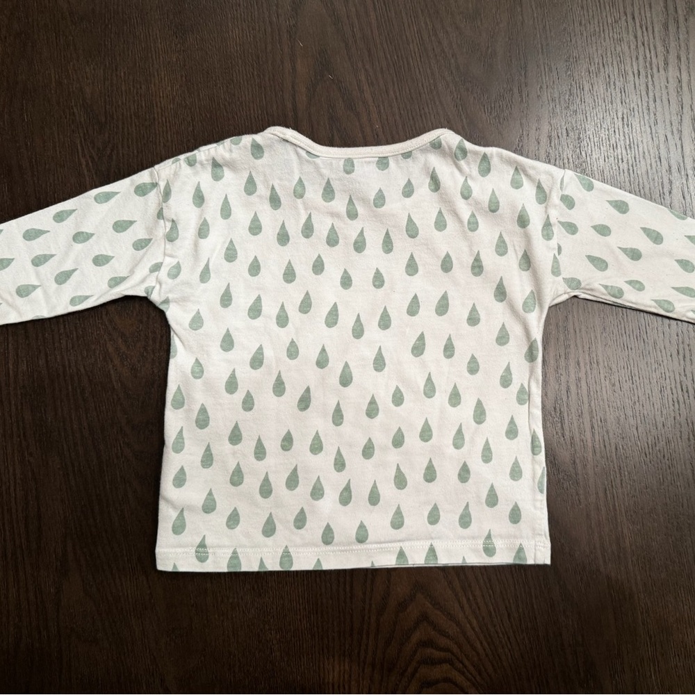 White Long Sleeve Tee with Tree Print